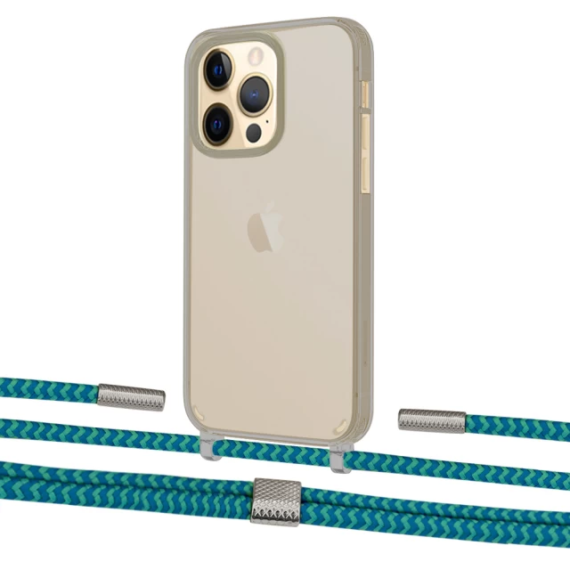 Чехол Upex Crossbody Protection Case для iPhone 13 Pro Max Dark with Twine Cyan and Fausset Silver (UP84463)