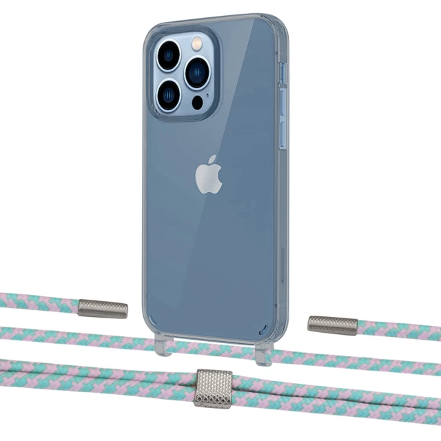 Чехол Upex Crossbody Protection Case для iPhone 13 Pro Dark with Twine Turquoise and Fausset Silver (UP84415)