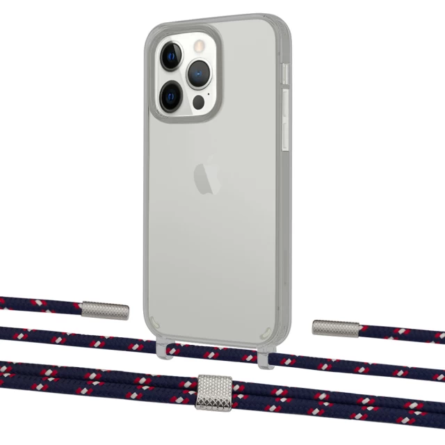 Чехол Upex Crossbody Protection Case для iPhone 13 Pro Dark with Twine Blue Marine and Fausset Silver (UP84416)