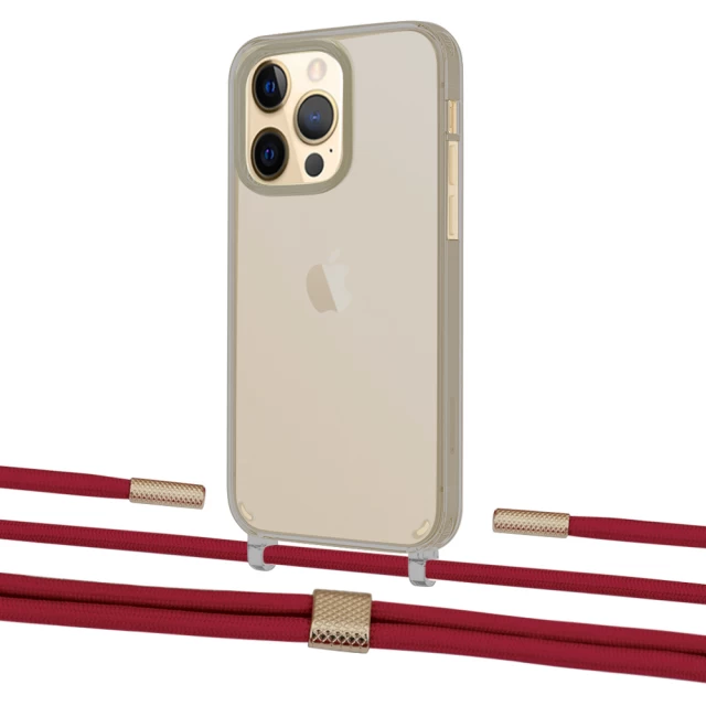 Чохол Upex Crossbody Protection Case для iPhone 13 Pro Dark with Twine Red and Fausset Gold (UP84422)