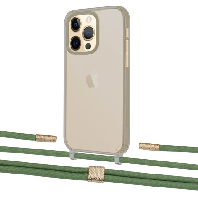 Чохол Upex Crossbody Protection Case для iPhone 13 Pro Max Dark with Twine Mint and Fausset Gold (UP84478)