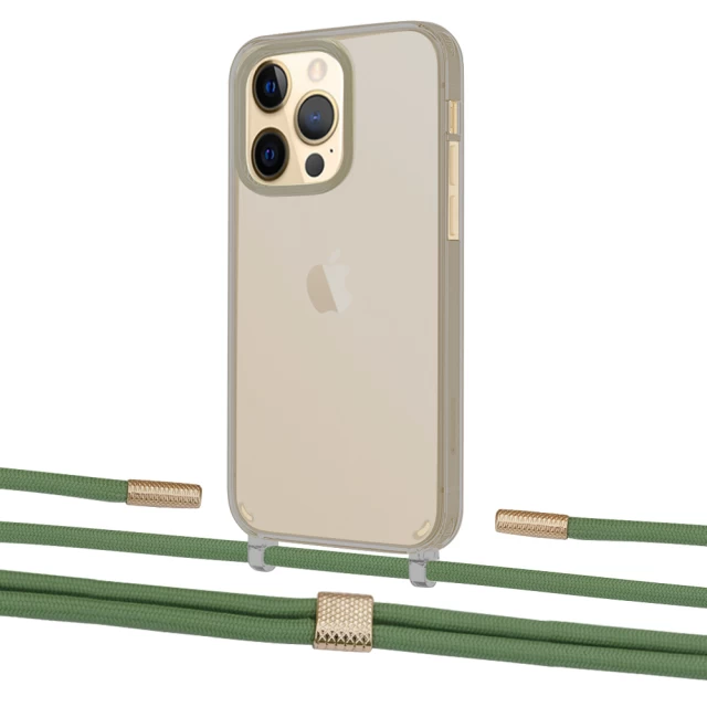 Чехол Upex Crossbody Protection Case для iPhone 13 Pro Dark with Twine Mint and Fausset Gold (UP84427)