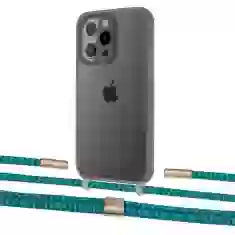 Чохол Upex Crossbody Protection Case для iPhone 13 Pro Max Dark with Twine Cyan and Fausset Gold (UP84480)
