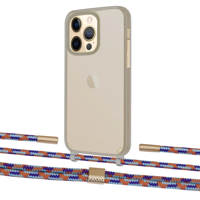 Чохол Upex Crossbody Protection Case для iPhone 13 Pro Dark with Twine Blue Sunset and Fausset Gold (UP84431)