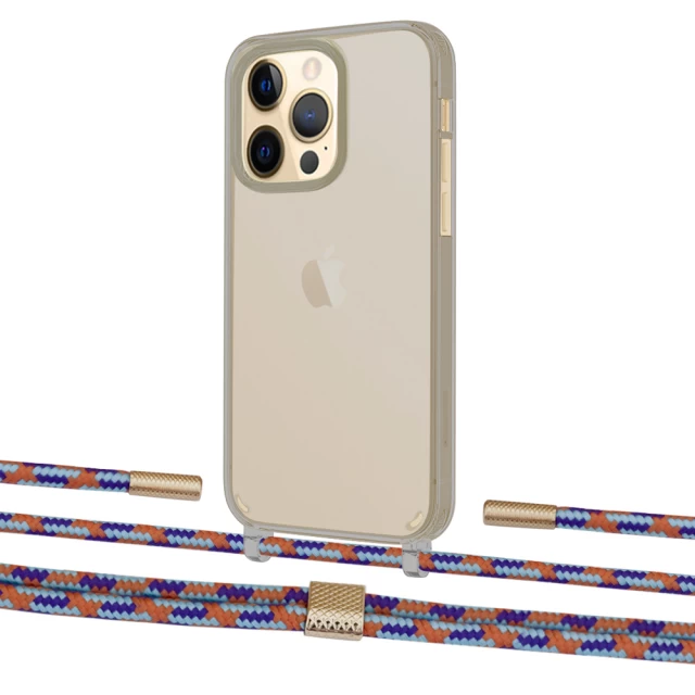 Чехол Upex Crossbody Protection Case для iPhone 13 Pro Dark with Twine Blue Sunset and Fausset Gold (UP84431)