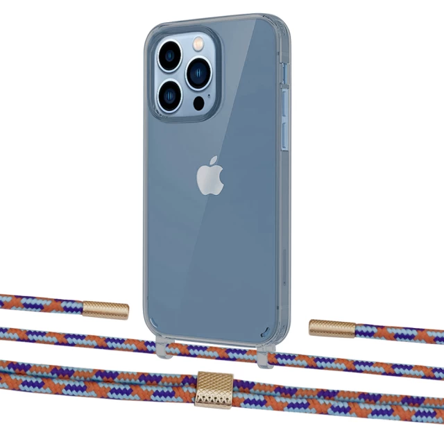 Чохол Upex Crossbody Protection Case для iPhone 13 Pro Max Dark with Twine Blue Sunset and Fausset Gold (UP84482)