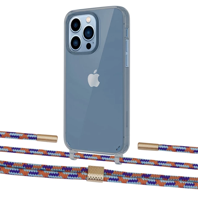 Чохол Upex Crossbody Protection Case для iPhone 13 Pro Dark with Twine Blue Sunset and Fausset Gold (UP84431)