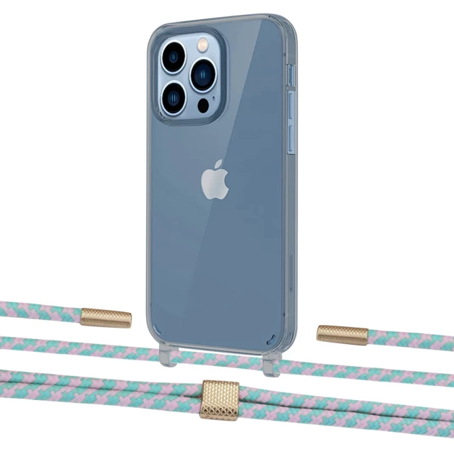 Чохол Upex Crossbody Protection Case для iPhone 13 Pro Dark with Twine Turquoise and Fausset Gold (UP84432)