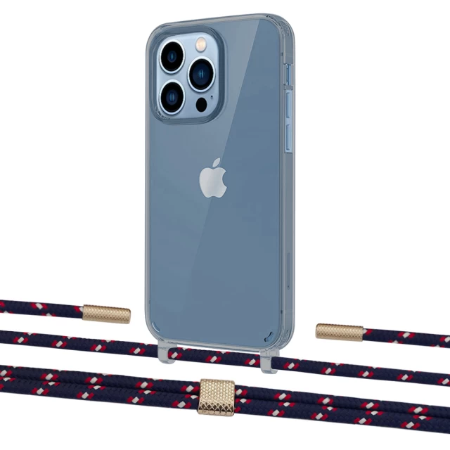 Чохол Upex Crossbody Protection Case для iPhone 13 Pro Dark with Twine Blue Marine and Fausset Gold (UP84433)