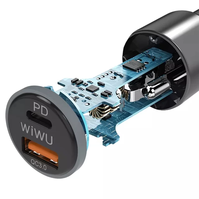 Автомобильное зарядное устройство WIWU 38W Type-C PD 20W USB-A QC 3.0 18W (PC100)
