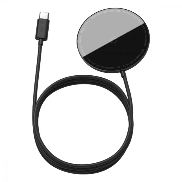Бездротовий зарядний пристрій Baseus Simple Mini Magnetic 15W Black with MagSafe (WXJK-F01)
