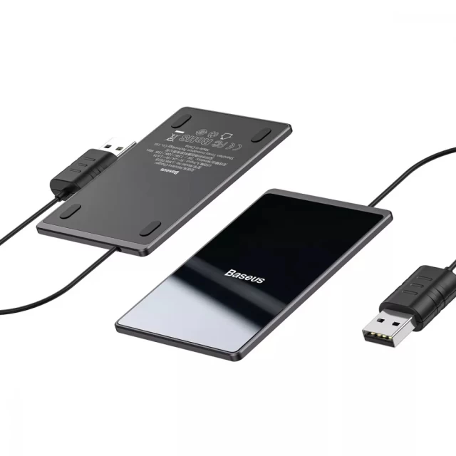 Бездротовий зарядний пристрій Baseus Card Ultra-Thin 15W Silver White (WX01B-S2)