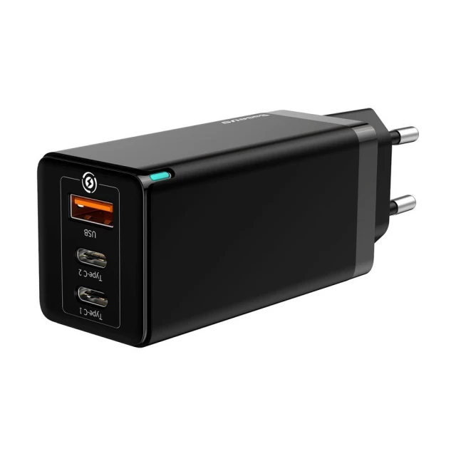 Сетевое зарядное устройство Baseus Travel QC 65W 2xUSB-C | USB-A Black (CCGAN-B01)