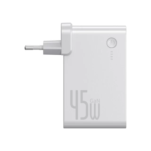 Гібридний зарядний пристрій Baseus Power Station 2-in-1 10000mAh 45W USB-C | USB-A with USB-C to USB-C Cable 1m White (PPNLD-C02)