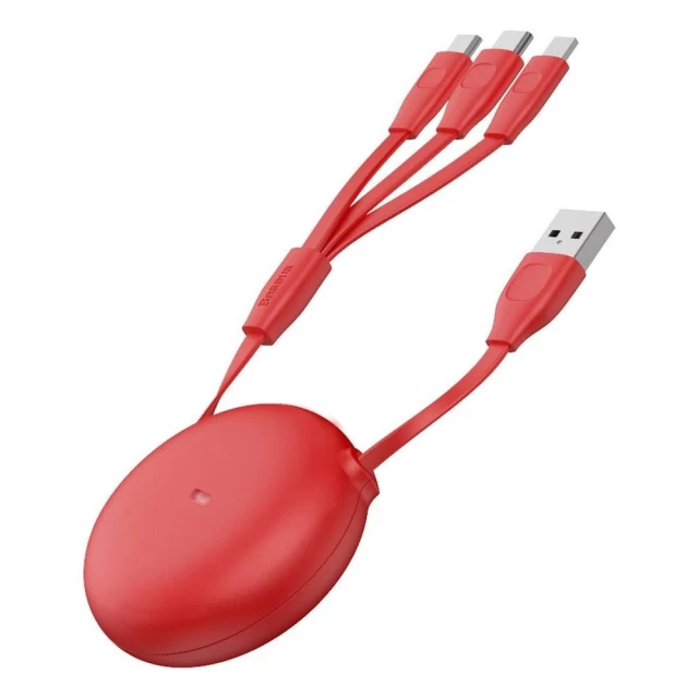 Кабель Baseus Lets Go Little Reunion Adjustable 3-in-1 USB-A to USB-C/Lightning/Micro-USB 0.85m Red (CAMLT-TY09)