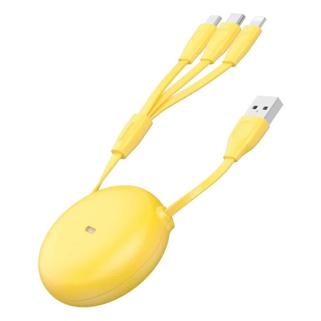 Кабель Baseus Lets Go Little Reunion One-Way Stretchable 3-in-1 USB-A to USB-C/Lightning/Micro-USB 0.85m Yellow (CAMLT-TYGY)