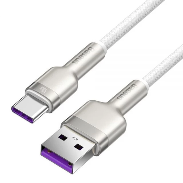 Кабель Baseus Cafule Metal USB-A to USB-C 1m White (CATJK-A02)