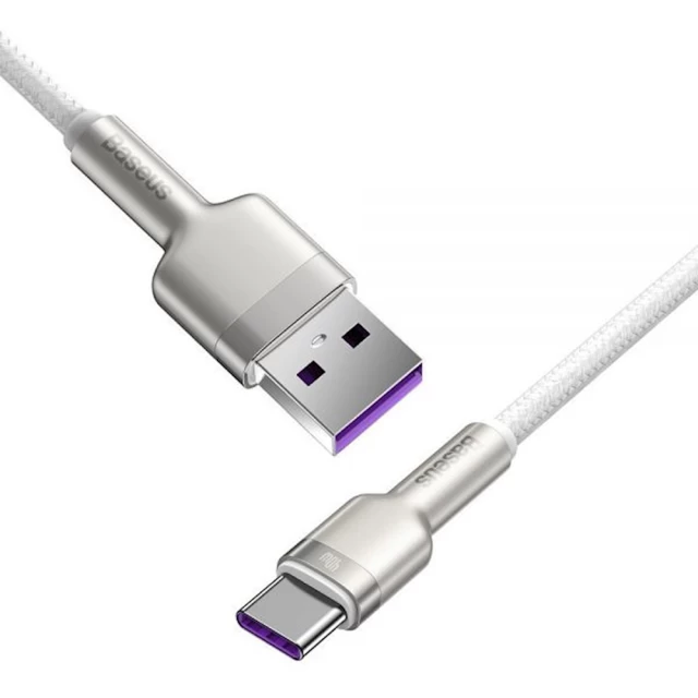 Кабель Baseus Cafule Metal USB-A to USB-C 1m White (CATJK-A02)