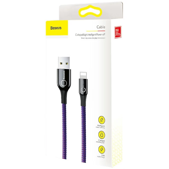 Кабель Baseus C-Shaped Light Intelligent Power-Off USB-A to Lightning 1m Purple (CALCD-05)