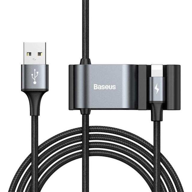 Кабель Baseus Special Data for Backseat USB-A to Lightning 1.2m with 2xUSB-A Hub Black (CALHZ-01)