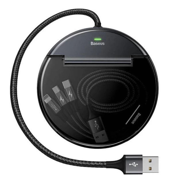 Станция для зарядки Baseus Car Sharing Station 3-in-1 USB-A to USB-C/Lightning/Micro-USB Black (CAHUB-FX01)