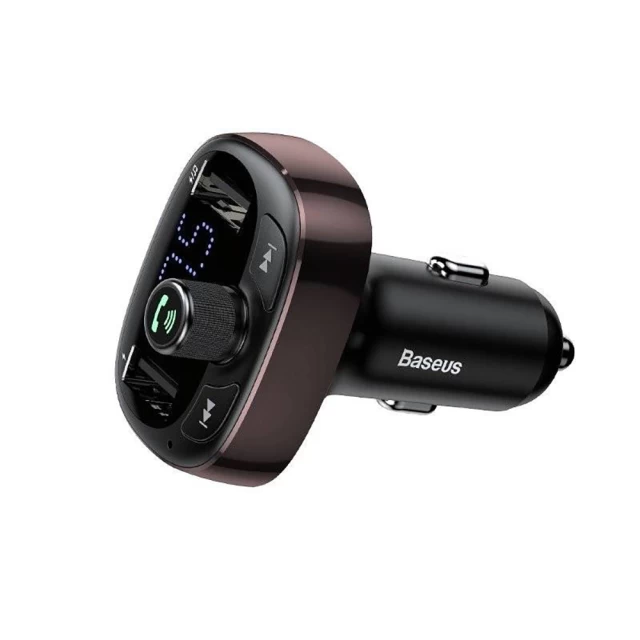 Автомобільний зарядний пристрій Baseus Bluetooth FM Launcher Dual-USB-A Dark Coffee (CCALL-TM12)
