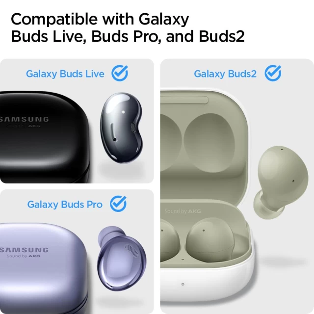 Чохол Spigen для Samsung Galaxy Buds 2 | Buds Pro | Buds Live Silicone Fit Black (ASD01277)