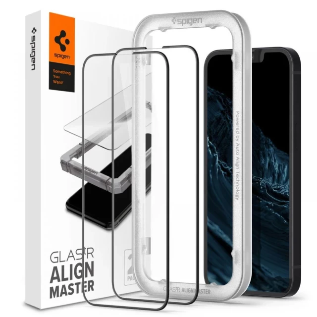Защитное стекло Spigen для iPhone 13 mini Glas.tR AlignMaster Black (2 Pack) (AGL03398)