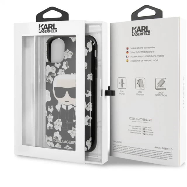 Чехол Karl Lagerfeld Flower Iconik Karl для iPhone 11 Black (KLHCN61FLFBBK)