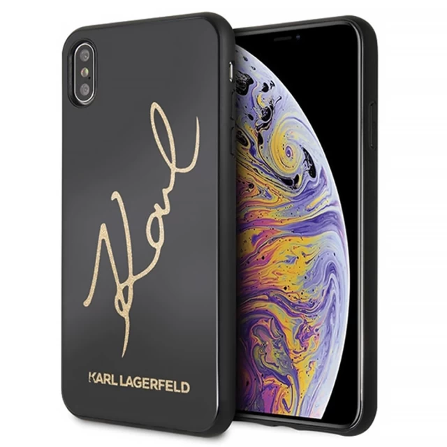 Чехол Karl Lagerfeld Signature Glitter для iPhone XS Max Black (KLHCI65DLKSBK)