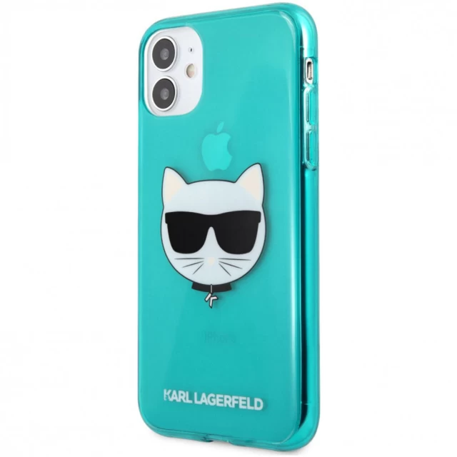 Чехол Karl Lagerfeld Glitter Choupette Fluo для iPhone 11 Blue (KLHCN61CHTRB)