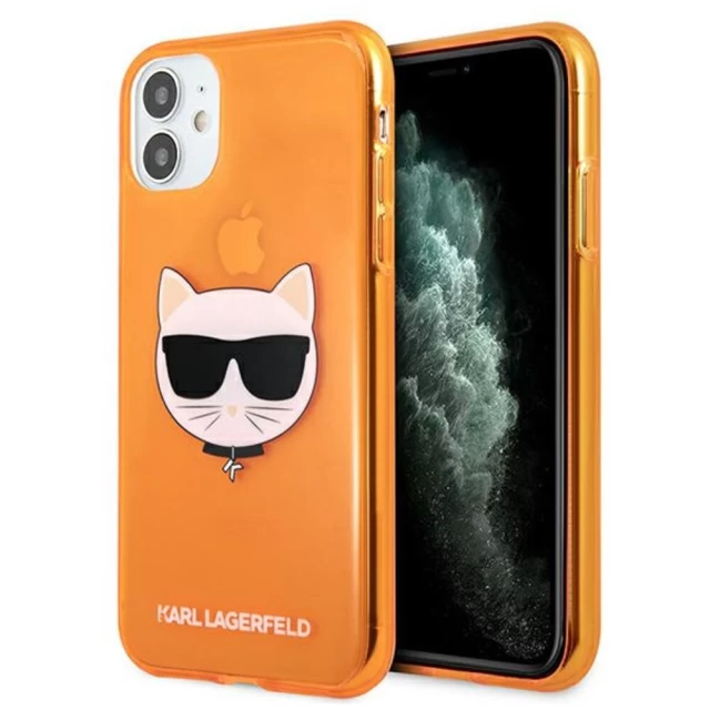 Чохол Karl Lagerfeld Glitter Choupette Fluo для iPhone 11 Orange (KLHCN61CHTRO)