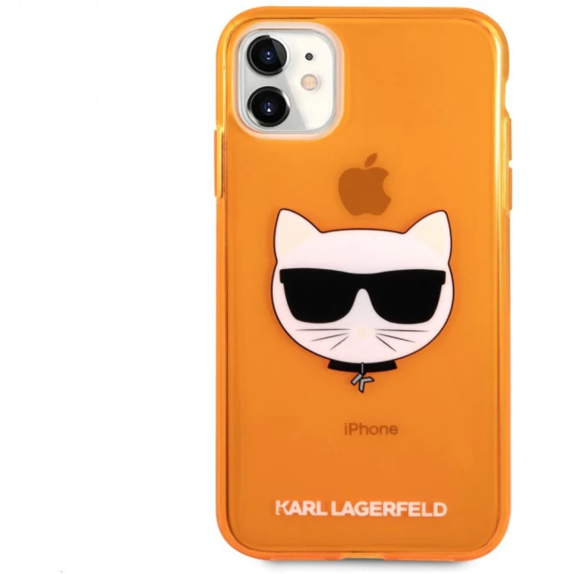 Чохол Karl Lagerfeld Glitter Choupette Fluo для iPhone 11 Orange (KLHCN61CHTRO)