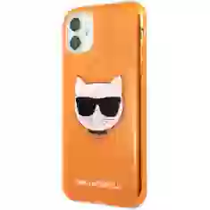 Чехол Karl Lagerfeld Glitter Choupette Fluo для iPhone 11 Orange (KLHCN61CHTRO)