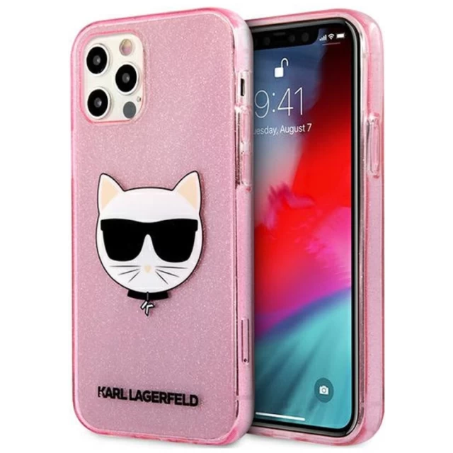 Чохол Karl Lagerfeld Glitter Choupette для iPhone 12 | 12 Pro Pink (KLHCP12MCHTUGLP)