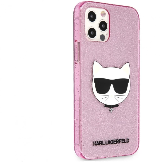 Чехол Karl Lagerfeld Glitter Choupette для iPhone 12 | 12 Pro Pink (KLHCP12MCHTUGLP)