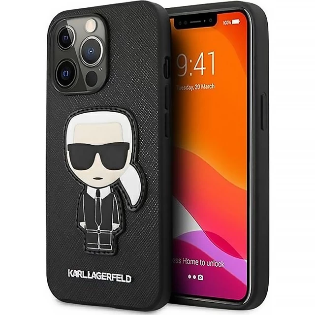 Чехол Karl Lagerfeld Saffiano Iсonik Karl's Patch для iPhone 13 | 13 Pro Black (KLHCP13LOKPK)