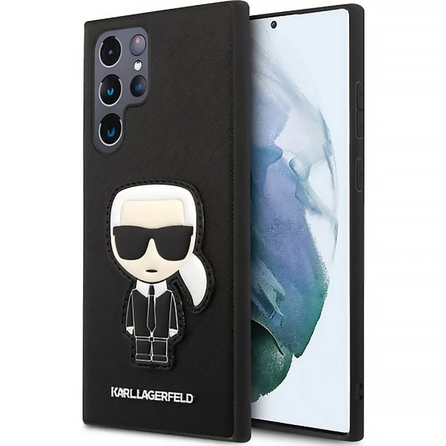 Чехол Karl Lagerfeld Saffiano Iсonik Karl's Patch для Samsung Galaxy S22 Ultra G908 Black (KLHCS22LOKPK)