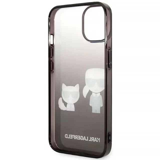 Чехол Karl Lagerfeld Gradient Iconik Karl & Choupette для iPhone 14 Pro Black (KLHCP14LTGKCK)