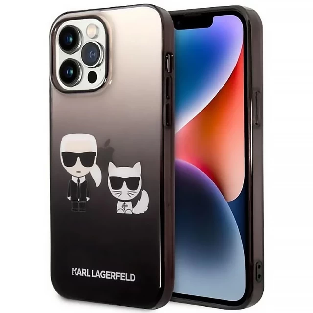 Чохол Karl Lagerfeld Gradient Iconik Karl & Choupette для iPhone 14 Pro Black (KLHCP14LTGKCK)