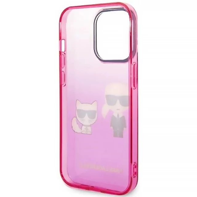 Чохол Karl Lagerfeld Gradient Iconik Karl & Choupette для iPhone 14 Pro Pink (KLHCP14LTGKCP)