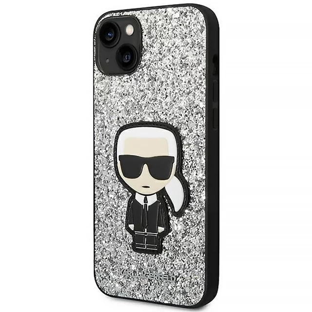 Чехол Karl Lagerfeld Glitter Flakes Iconik для iPhone 14 Plus Silver (KLHCP14MGFKPG)