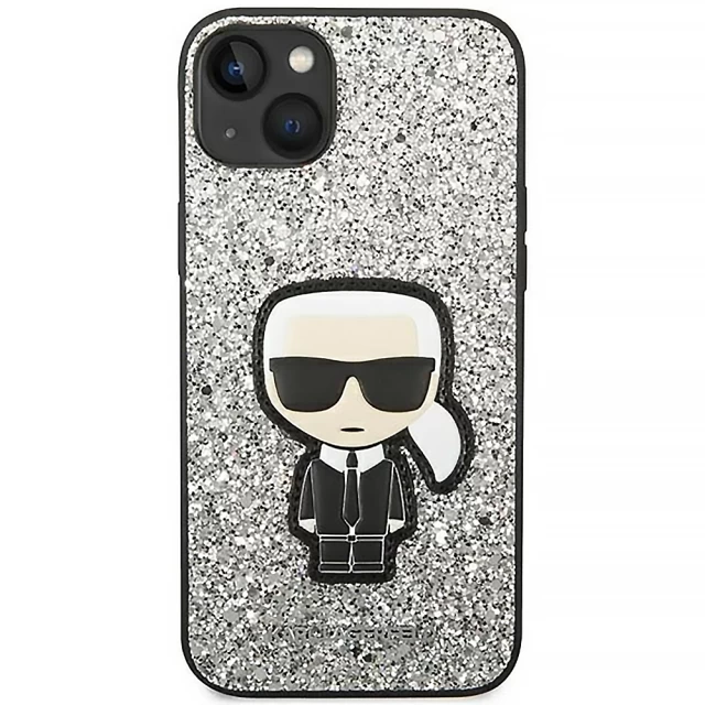 Чехол Karl Lagerfeld Glitter Flakes Iconik для iPhone 14 Plus Silver (KLHCP14MGFKPG)