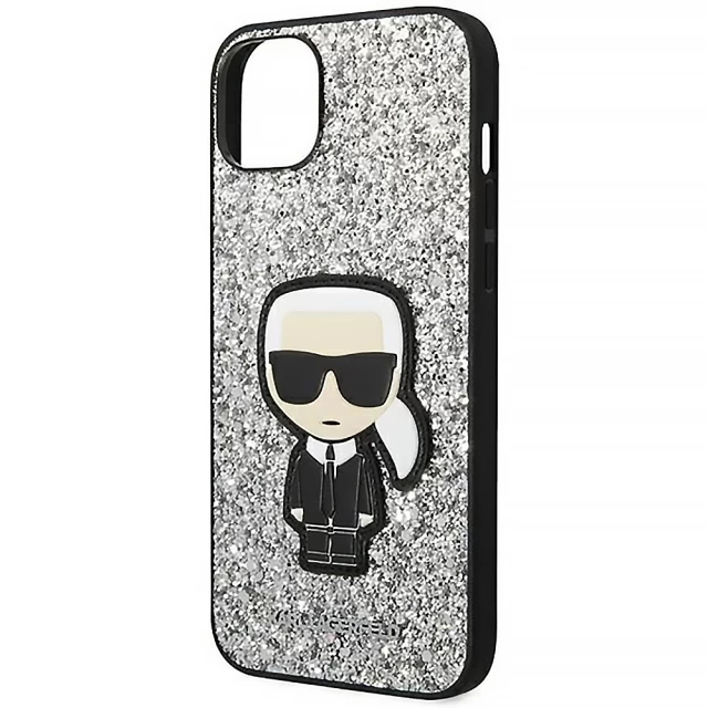 Чехол Karl Lagerfeld Glitter Flakes Iconik для iPhone 14 Plus Silver (KLHCP14MGFKPG)