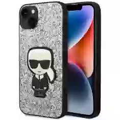 Чехол Karl Lagerfeld Glitter Flakes Iconik для iPhone 14 Plus Silver (KLHCP14MGFKPG)