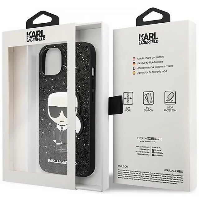 Чехол Karl Lagerfeld Glitter Flakes Iconik для iPhone 14 Plus Black (KLHCP14MGFKPK)