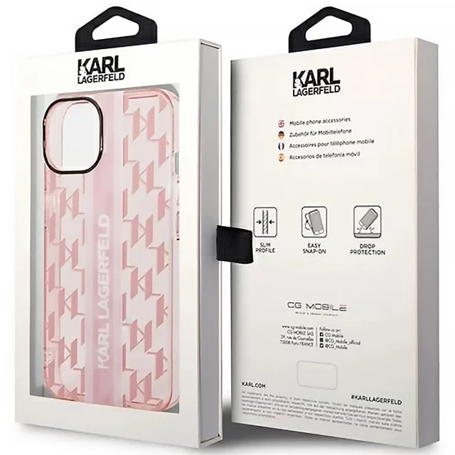 Чохол Karl Lagerfeld Mono Vertical Stripe для iPhone 14 Plus Pink (KLHCP14MHKLSPCP)