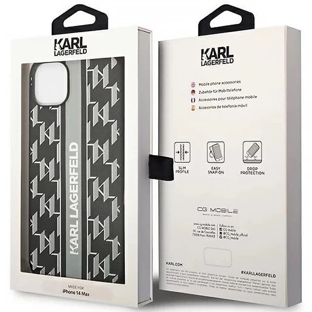Чехол Karl Lagerfeld Monogram Stripe для iPhone 14 Plus Gray (KLHCP14MPGKLSKG)