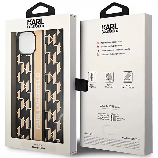 Чохол Karl Lagerfeld Monogram Stripe для iPhone 14 Plus Brown (KLHCP14MPGKLSKW)