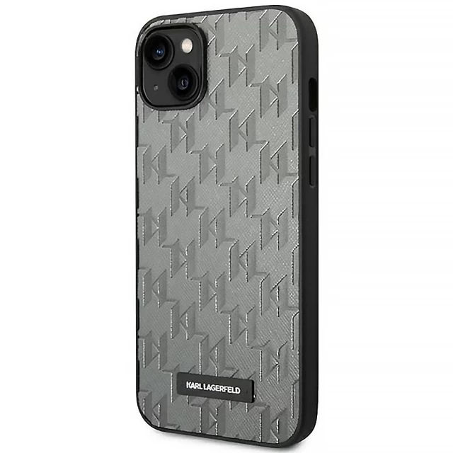 Чохол Karl Lagerfeld Saffiano Mono Metal Logo для iPhone 14 Plus Gray (KLHCP14MSAKLHPG)